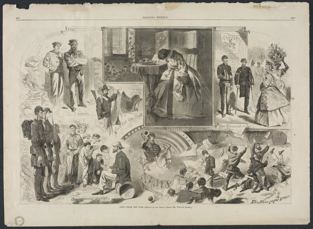 News from the War by Winslow Homer, print, 1862