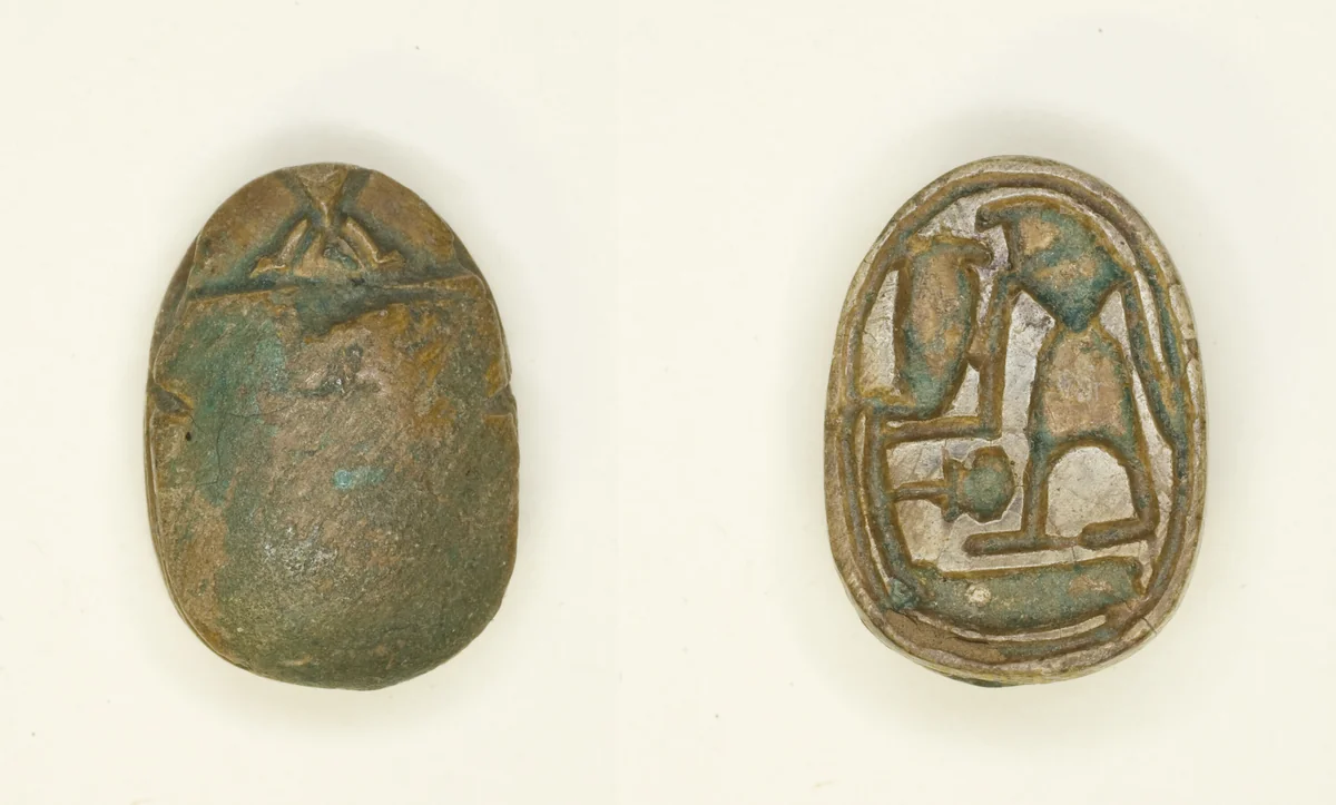 Scarab: Falcon-Headed Deity with Cobra by Egyptian, other, -1650--1186