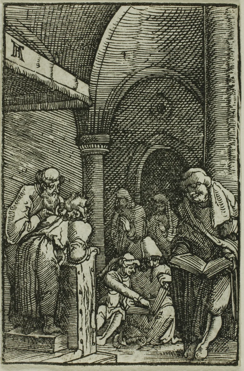 Christ among the Doctors, from The Fall and Redemption of Man by Albrecht Altdorfer, print, 1510-1518