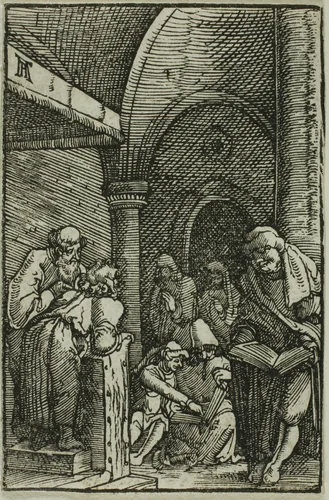 Christ among the Doctors, from The Fall and Redemption of Man by Albrecht Altdorfer, print, 1510-1518