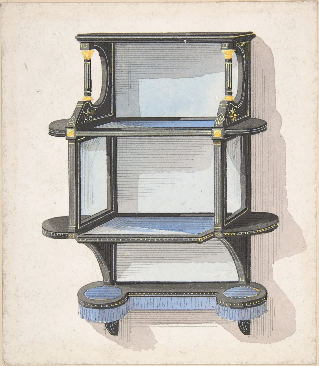 Design for Hanging Shelves by anonymous, drawing, 1840-1899