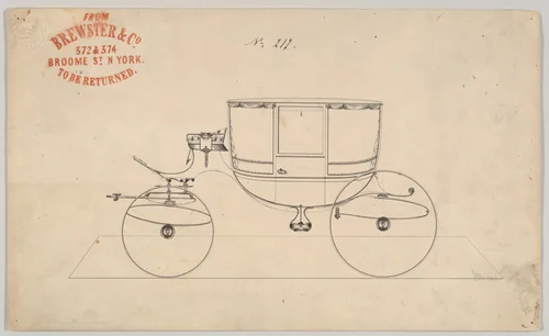 Coach #217 by Brewster & Co., drawing, 1855-1865