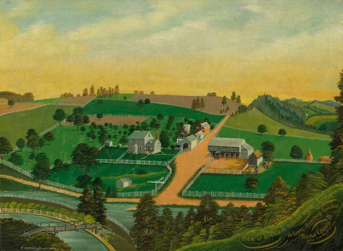 View of Benjamin Reber's Farm by Charles C. Hofmann, painting, 1872