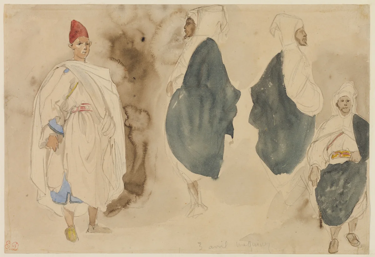 Four Sketches of Arab Men by Eugène Delacroix, painting, 1832-1863