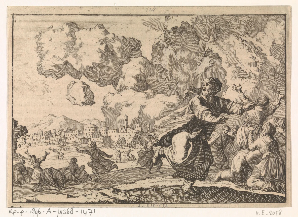 Aardbeving in Perzië, 1641 by Caspar Luyken, print, 1698