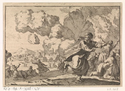 Aardbeving in Perzië, 1641 by Caspar Luyken, print, 1698