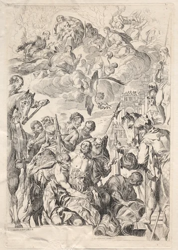 St. George Preparing for His Martyrdom by Pierre Brébiette, print, 1518-1650