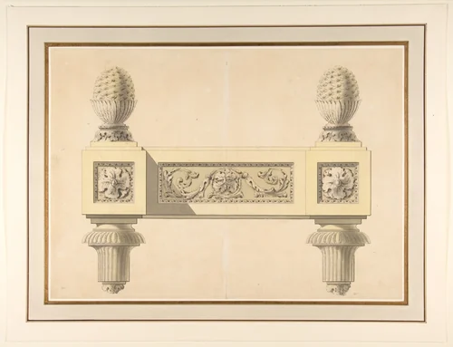 Design for Andirons by Jean Louis Prieur le Jeune, drawing, 1770-1795