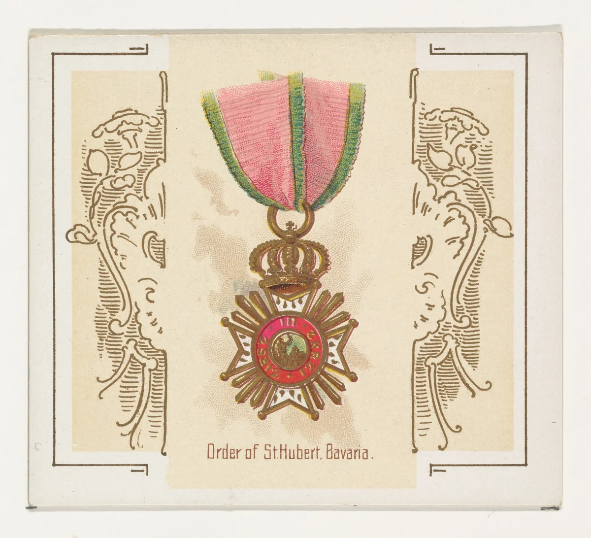 Order of Saint Hubert, Bavaria, from the World's Decorations series (N44) for Allen & Ginter Cigarettes by Allen & Ginter, print, 1890