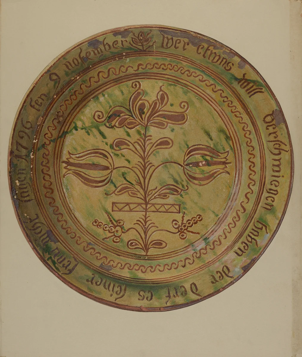 Pa. German Dish by William Antrim, index of american design, 1936