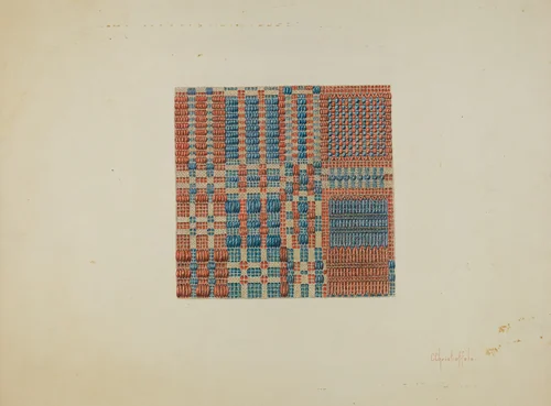 Coverlet Detail by Cornelius Christoffels, index of american design, 1940