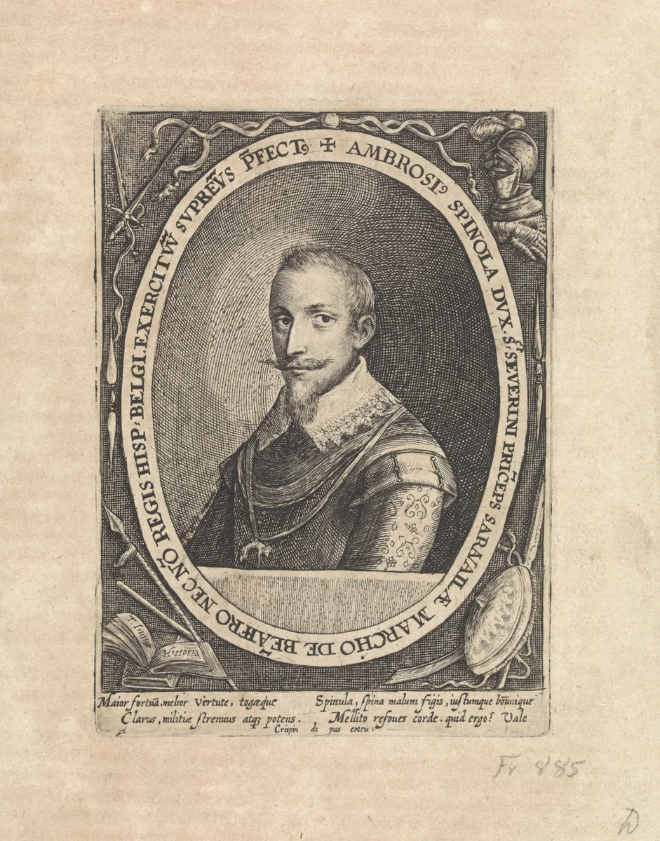 Portret van Ambrogio Spinola by Crispijn van de Passe, print, 1574-1637