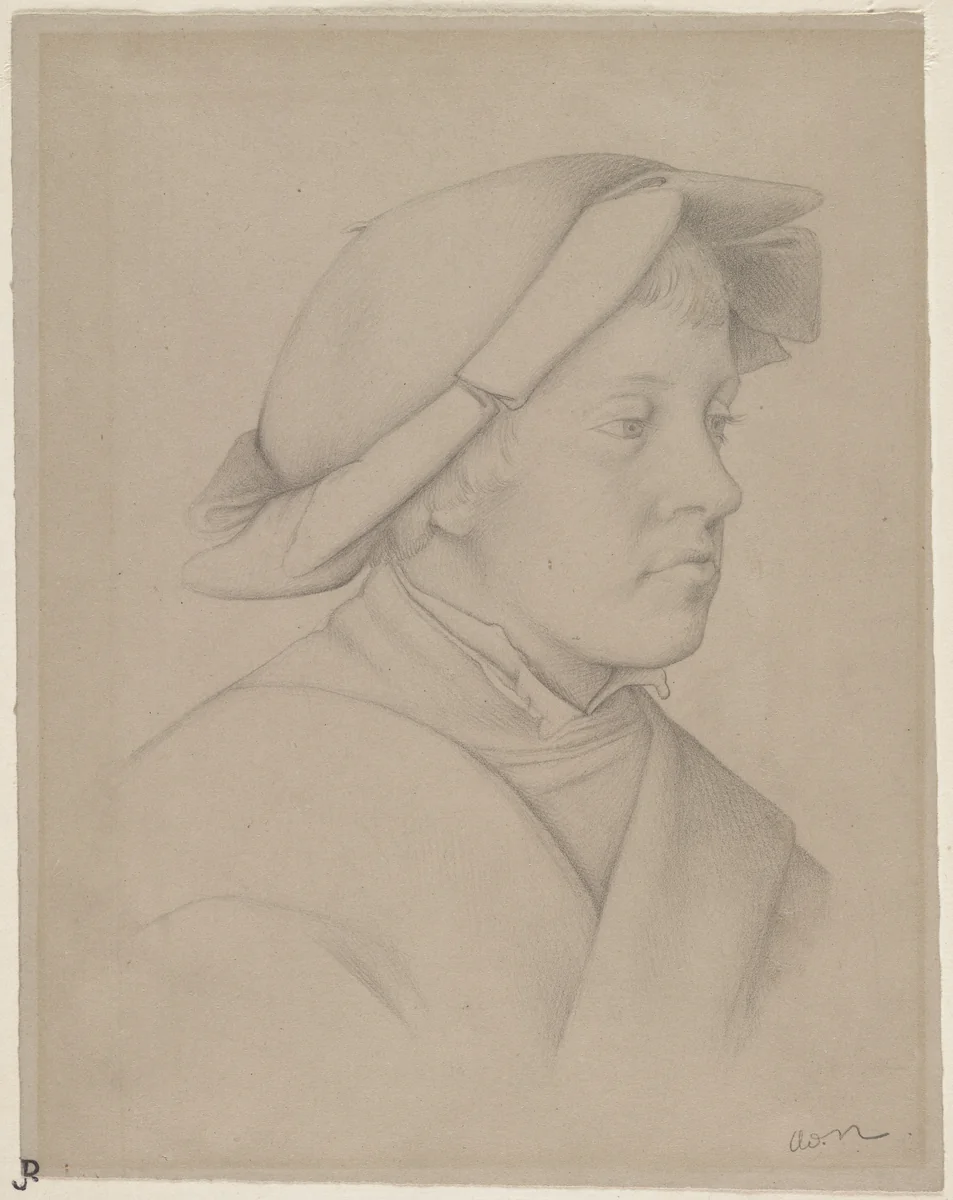 Portrait of a Young Man (after Holbein) by Odilon Redon, drawing, 1866