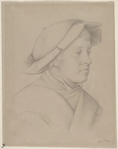 Portrait of a Young Man (after Holbein) by Odilon Redon, drawing, 1866