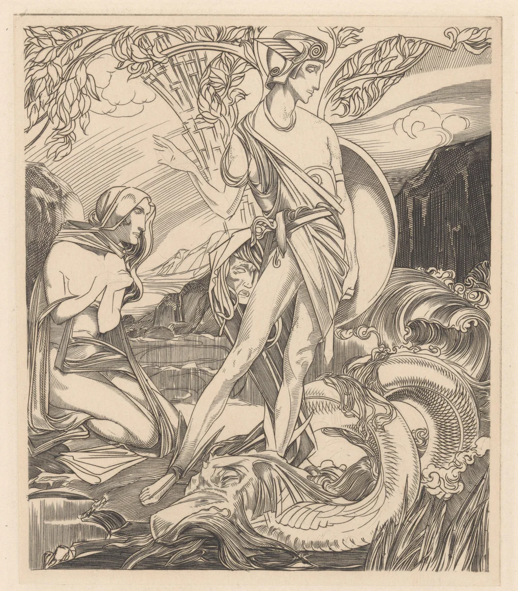 Perseus en Andromeda by Johannes Josephus Aarts, print, 1881-1934