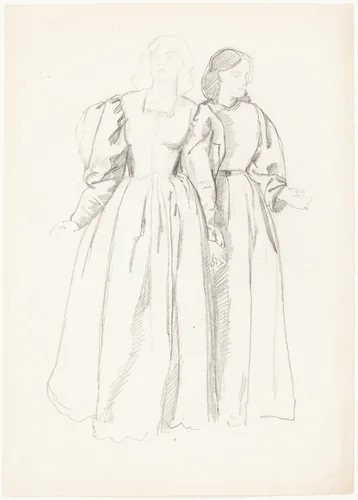 Study of Two Young Women [recto] by Valentine Cameron Prinsep, drawing, 1838-1904