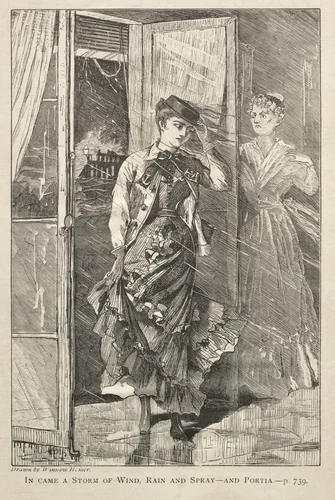 In Came a Storm of Wind, Rain and Spray - and Portia by Winslow Homer, print, 1869