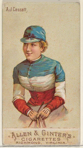 A.J. Cassatt, from the Racing Colors of the World series (N22b) for Allen & Ginter Cigarettes by Allen & Ginter, print, 1888