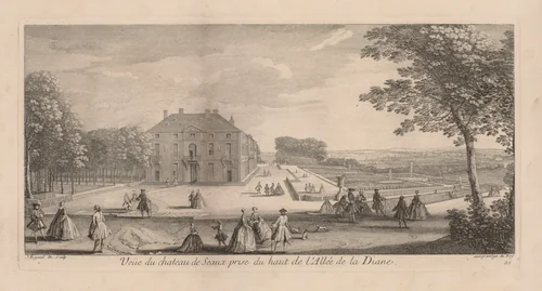 View of the Chateau de Seaux from Diana's Promenade by Jacques Rigaud, print, 1700-1754