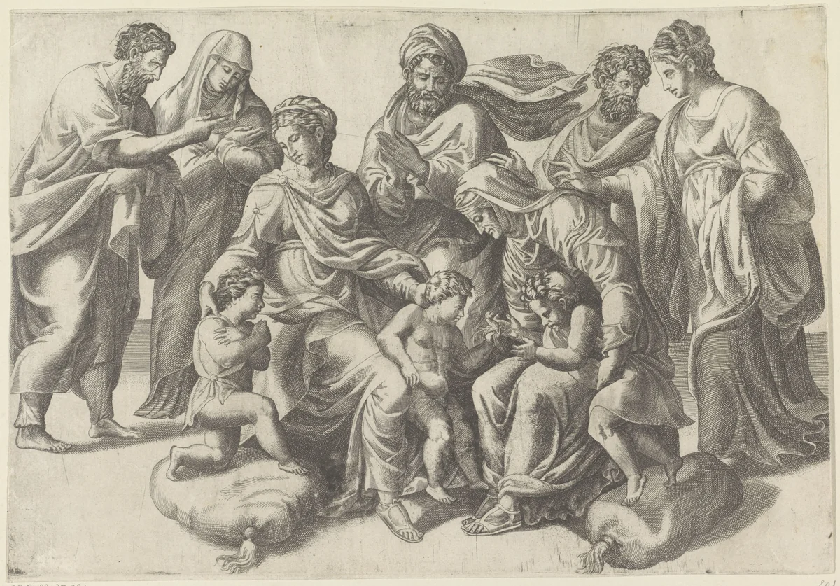 Heilige Maagschap by Giulio Bonasone, print, 1501-1580