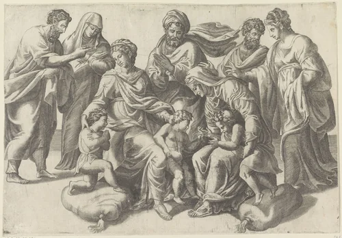 Heilige Maagschap by Giulio Bonasone, print, 1501-1580