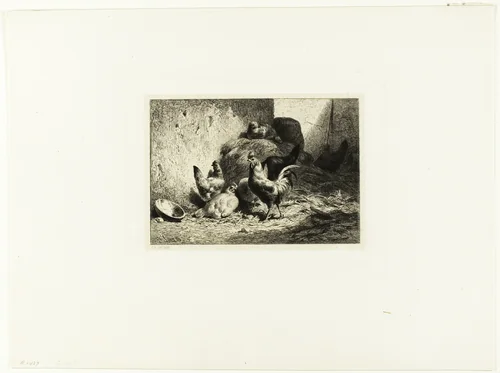 Rooster and Hens by Charles-Émile Jacque, print, 1859-1869