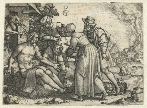 Job op de mesthoop by Unknown, print, 1544-1548