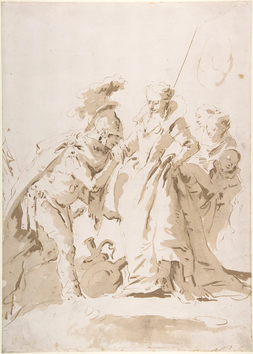 The Meeting of Anthony and Cleopatra by Giovanni Battista Tiepolo, drawing, 1696-1770