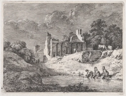 Washerwomen by Jean Jacques de Boissieu, print, 1773