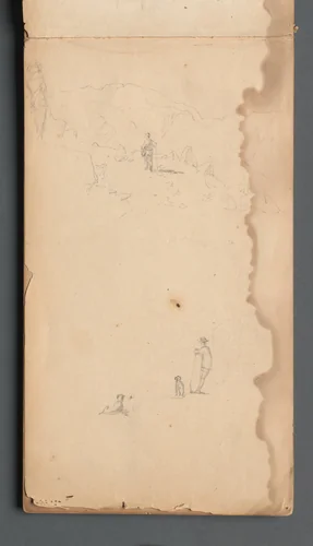 Sketchbook, page 02: Figure in a Landscape with Dog by Sanford Robinson Gifford, book, 1859