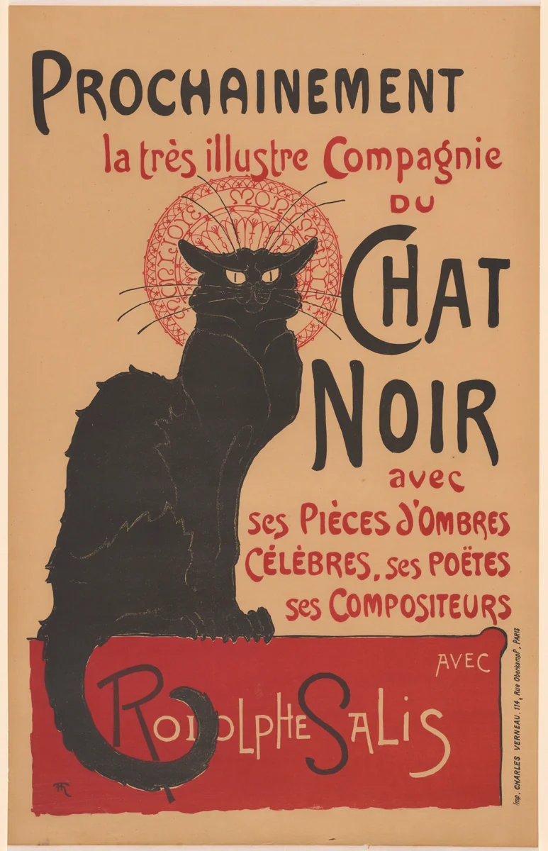 Prochainement la très illustre Compagnie du Chat Noir (Poster for the Company of the Black Cat) by Théophile Alexandre Steinlen, print, 1896