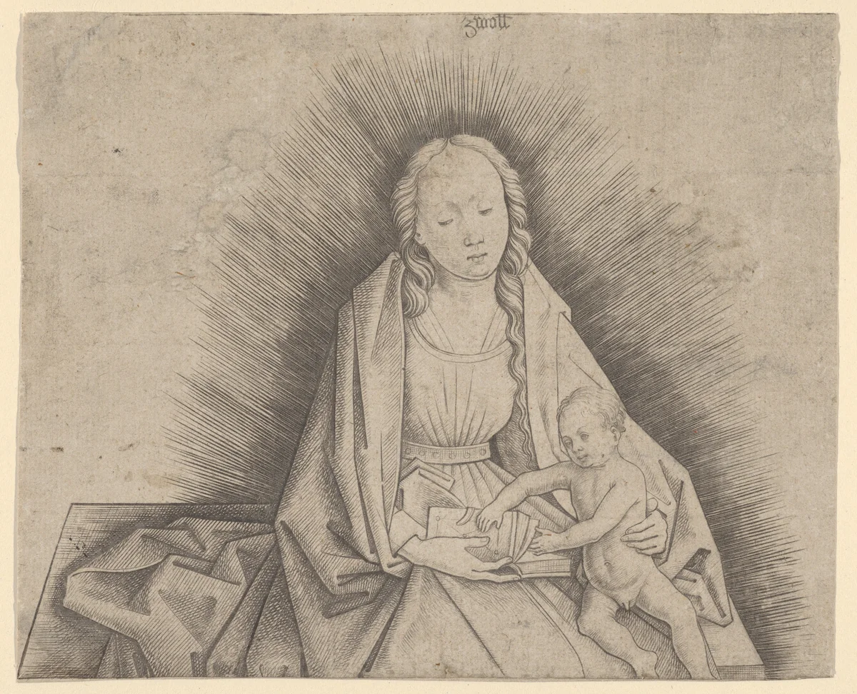 Virgin and Child (upper portion) by Master IAM, print, 1465-1495
