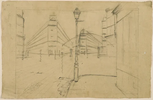 Study for Paris Street; Rainy Day by Gustave Caillebotte, drawing, 1877