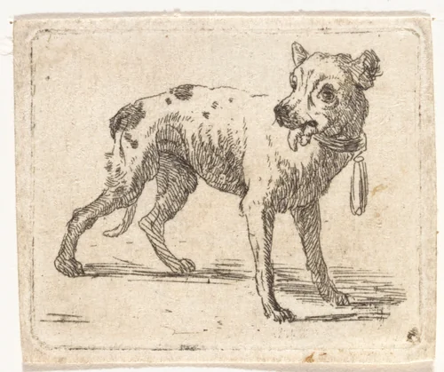 Staande hond met de tong uit de bek by Abraham Hendrik Winter, print, 1815-1860