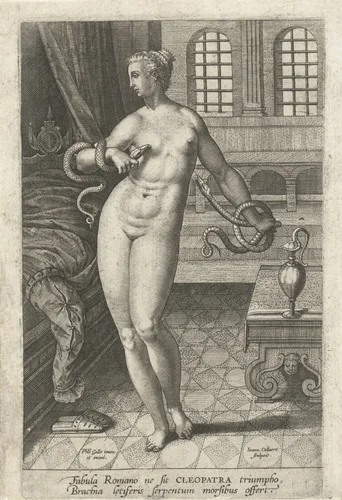 Dood van Cleopatra by Unknown, print, 1576-1628