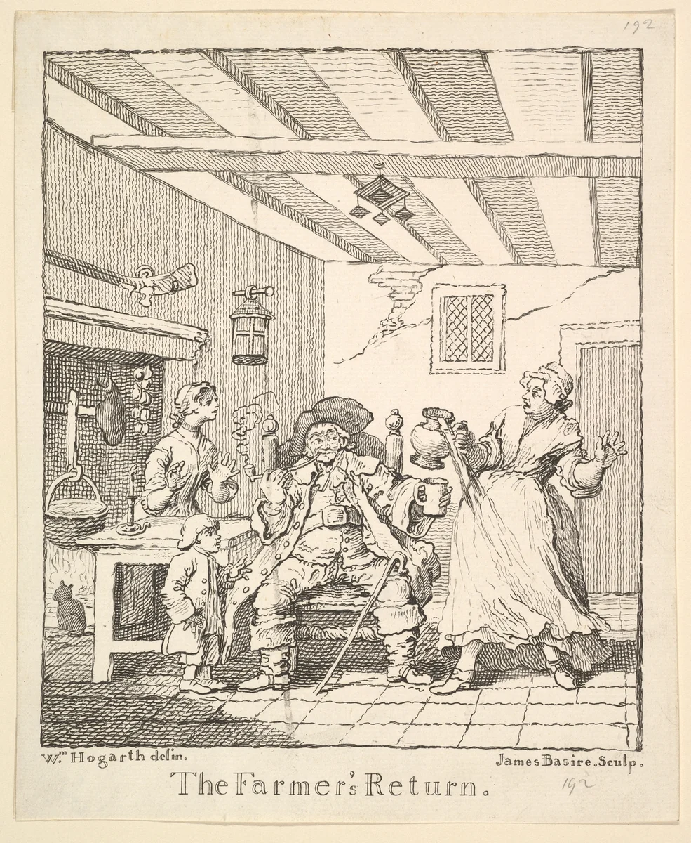 Frontispiece to "The Farmer's Return" by James Basire, print, 1762