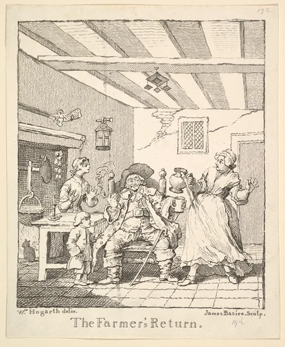 Frontispiece to "The Farmer's Return" by James Basire, print, 1762