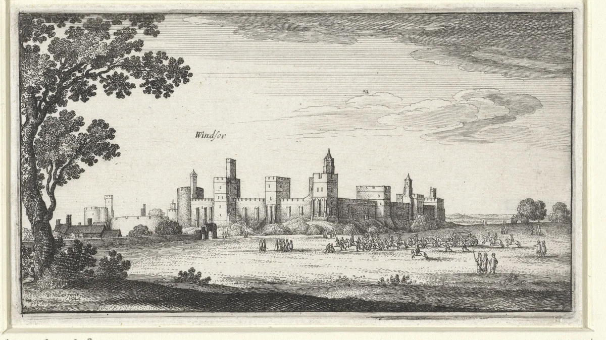 Gezicht op Windsor Castle by Wenceslaus Hollar, print, 1643-1644
