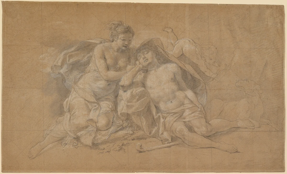 Diana and Endymion by Charles-Antoine Coypel, drawing, 1720-1730