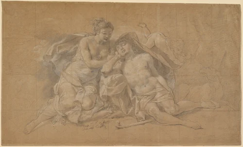 Diana and Endymion by Charles-Antoine Coypel, drawing, 1720-1730