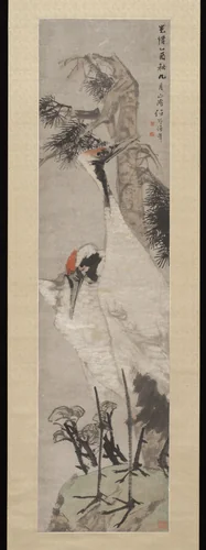 Cranes, Pine Tree, and Lichen by Ren Yi (任頤), painting, 1800-1940