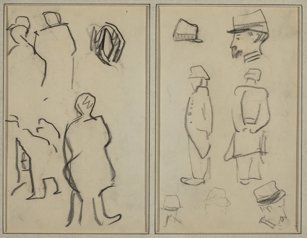 Figure Studies; Studies of Soldiers [verso] by Paul Gauguin, drawing, 1884-1888