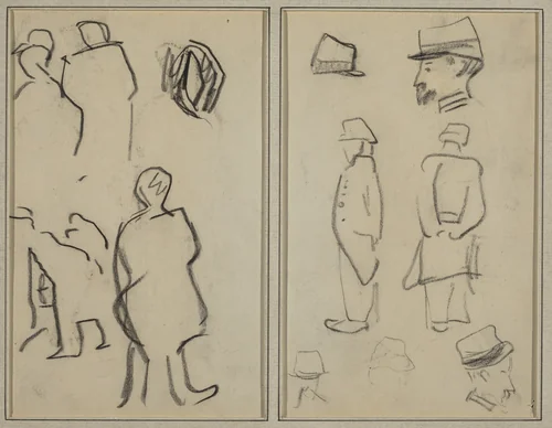Figure Studies; Studies of Soldiers [verso] by Paul Gauguin, drawing, 1884-1888