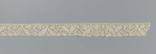 Strook naaldkant met veervormige en pluimvormige bladeren en bloemen by anonymous, other, 1700-1724