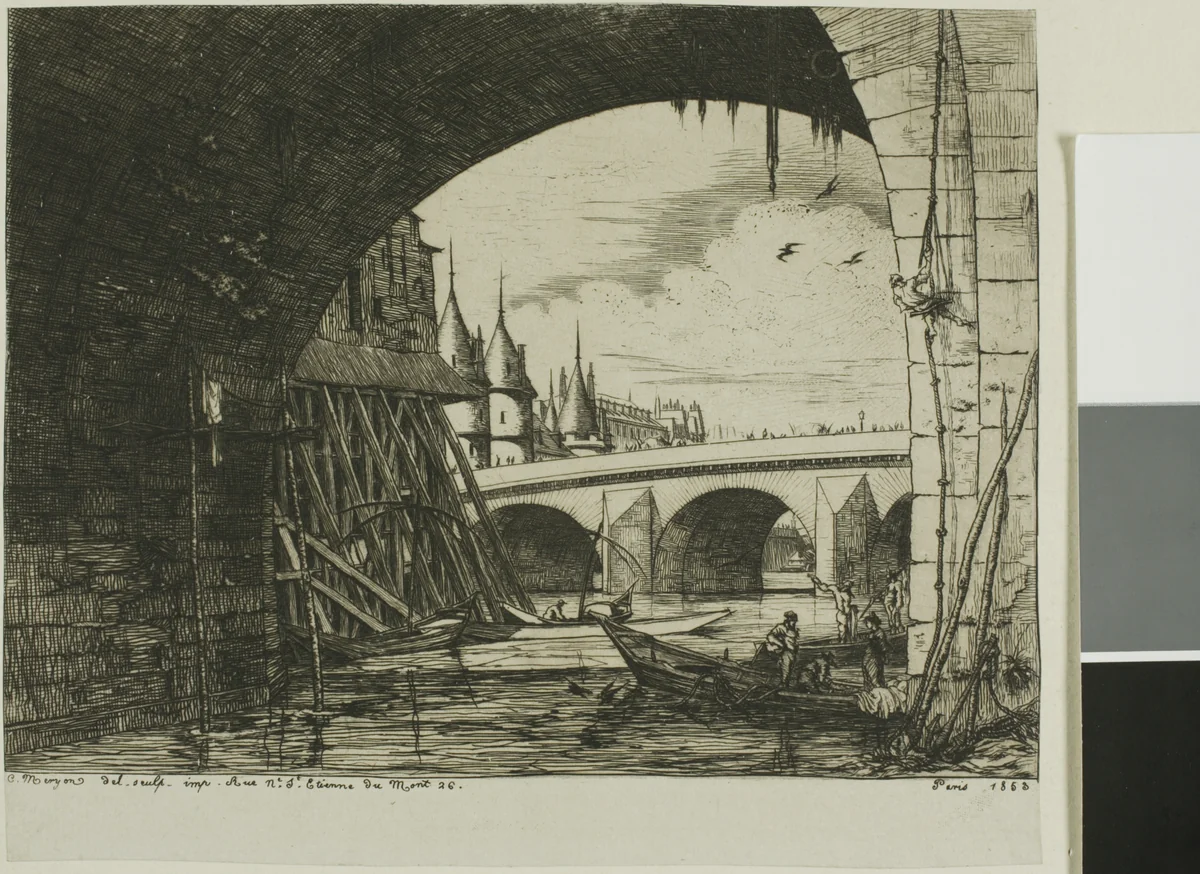 L'Arche du Pont Notre-Dame by Charles Meryon, print, 1853