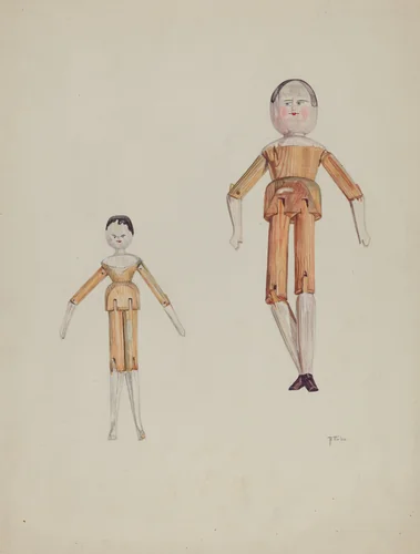 Jointed Wooden Dolls by Aurelia Arbo, index of american design, 1935-1942
