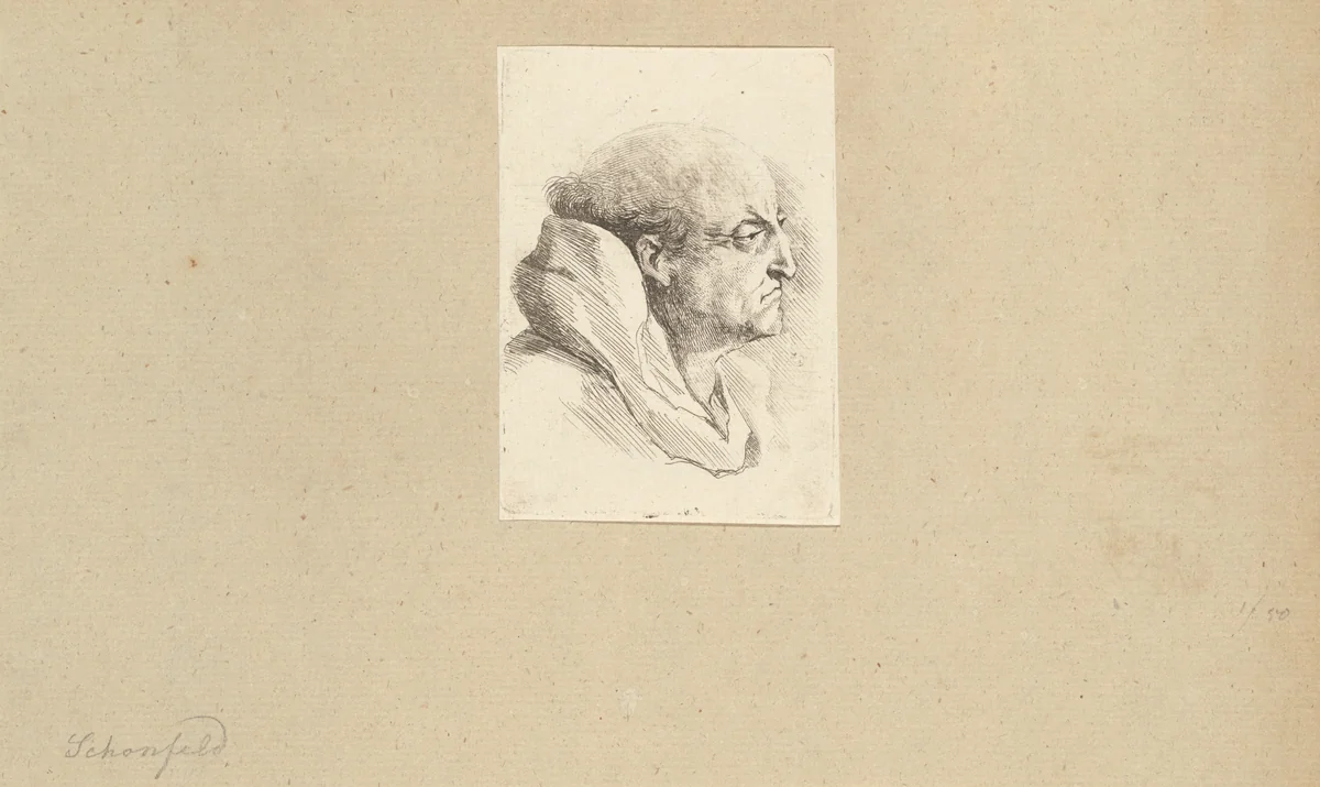 Bust of a Monk by Johann Heinrich Schönfeld, print, 1626