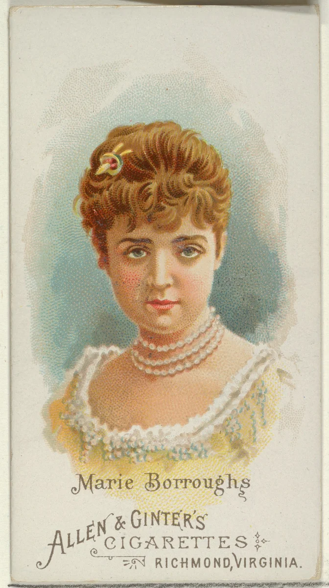 Marie Borroughs, from World's Beauties, Series 1 (N26) for Allen & Ginter Cigarettes by Allen & Ginter, print, 1888