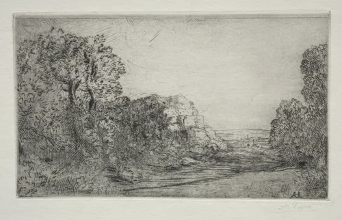 Landscape: Sunrise by Alphonse Legros, print, 1857-1911