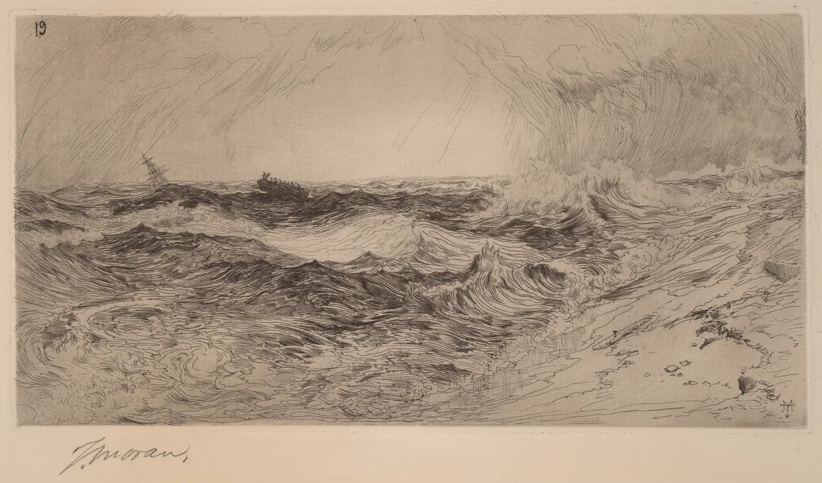 The Resounding Sea by Thomas Moran, print, 1880